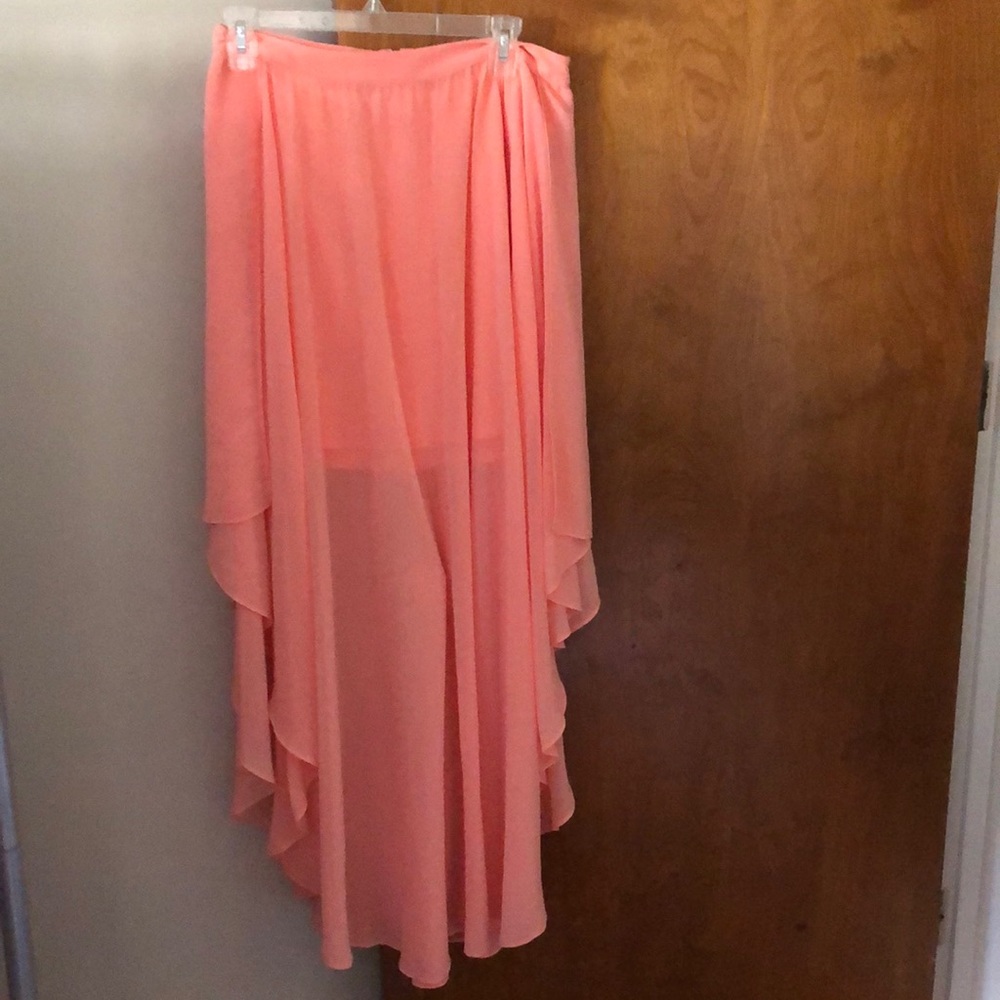 Peachy colored maxi skirt